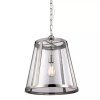Klasyczna lampa wisząca z dekoracyjnym szklanym kloszem w stylu nowojorskim Harrow - 1 polerowany nikiel FE-HARROW-P-M Feiss 
